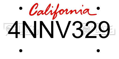 4NNV329 California License Plate
