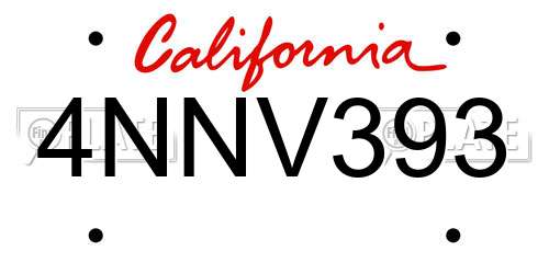 4NNV393 California License Plate
