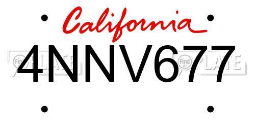 4NNV677 California License Plate
