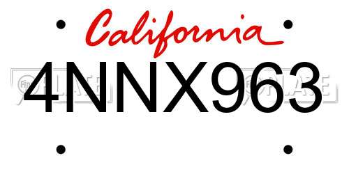 4NNX963 California License Plate