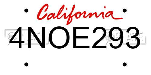 4NOE293 California License Plate