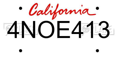 4NOE413 California License Plate