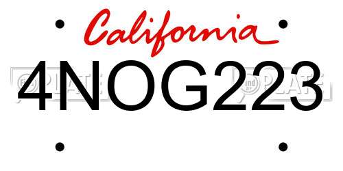 4NOG223 California License Plate