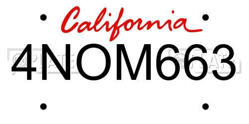 4NOM663 California License Plate