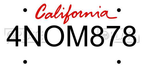 4NOM878 California License Plate