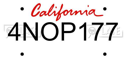 4NOP177 California License Plate