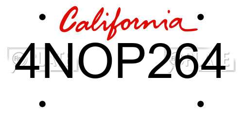 4NOP264 California License Plate
