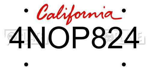 4NOP824 California License Plate