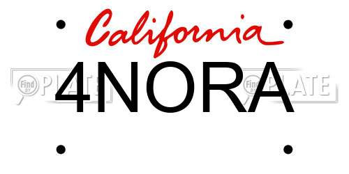 4NORA California License Plate