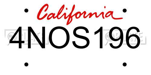 4NOS196 California License Plate