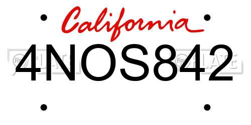 4NOS842 California License Plate