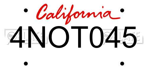 4NOT045 California License Plate
