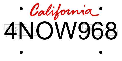 4NOW968 California License Plate