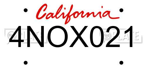 4NOX021 California License Plate