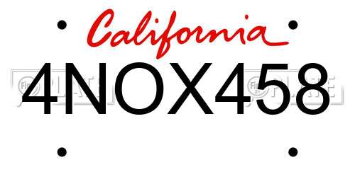 4NOX458 California License Plate