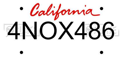 4NOX486 California License Plate