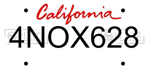 4NOX628 California License Plate