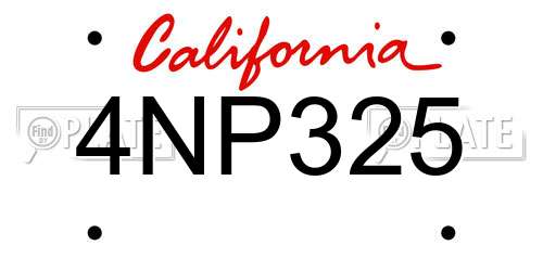 4NP325 California License Plate