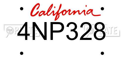4NP328 California License Plate
