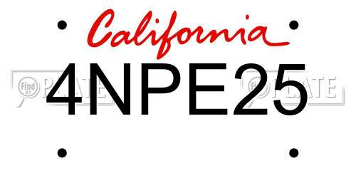 4NPE25 California License Plate