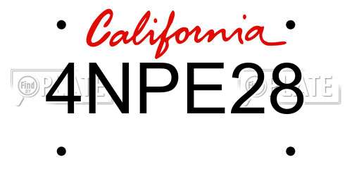 4NPE28 California License Plate