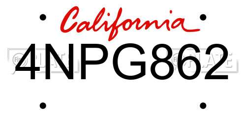 4NPG862 California License Plate