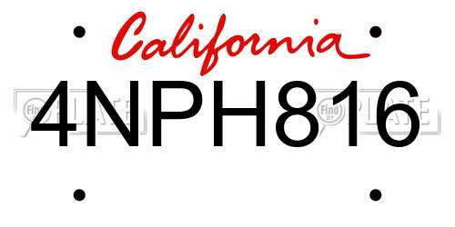 4NPH816 California License Plate