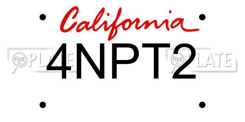 4NPT2 California License Plate