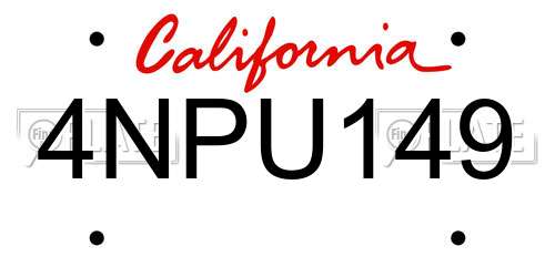 4NPU149 California License Plate