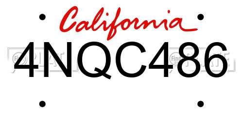 4NQC486 California License Plate