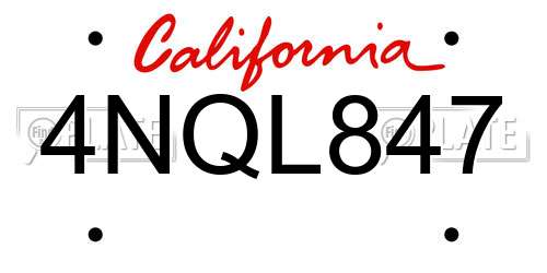 4NQL847 California License Plate