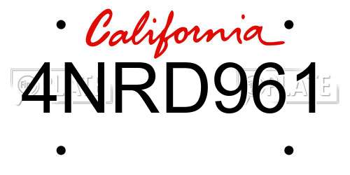 4NRD961 California License Plate