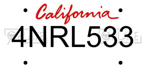 4NRL533 California License Plate