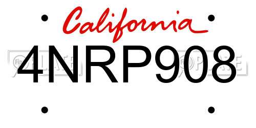 4NRP908 California License Plate