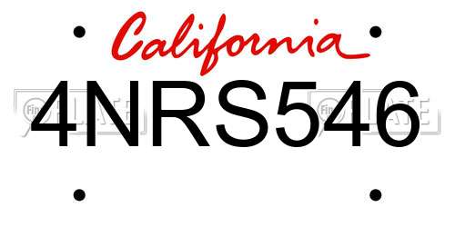 4NRS546 California License Plate