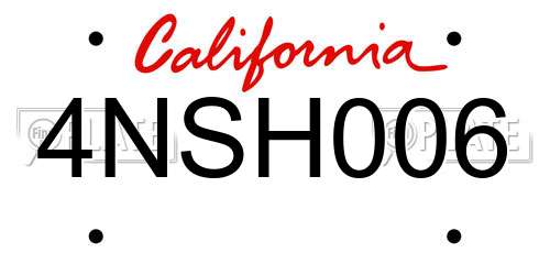 4NSH006 California License Plate