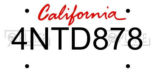 4NTD878 California License Plate