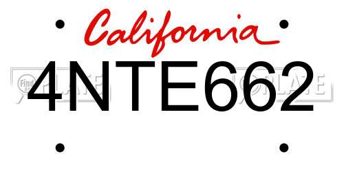 4NTE662 California License Plate