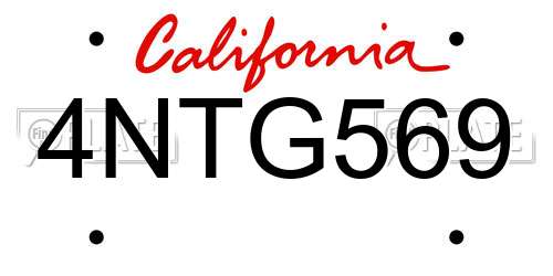 4NTG569 California License Plate