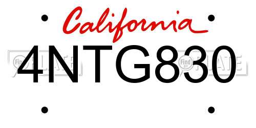 4NTG830 California License Plate