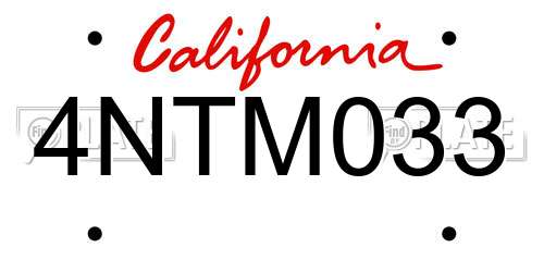 4NTM033 California License Plate