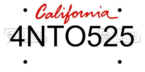 4NTO525 California License Plate