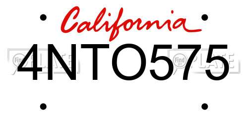 4NTO575 California License Plate