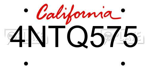 4NTQ575 California License Plate