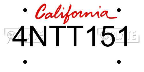 4NTT151 California License Plate