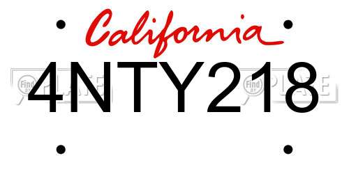 4NTY218 California License Plate