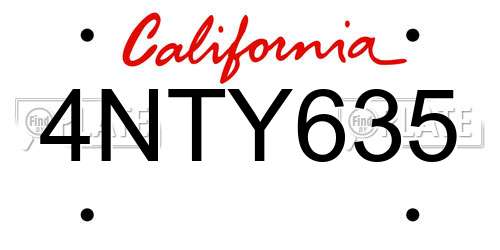 4NTY635 California License Plate