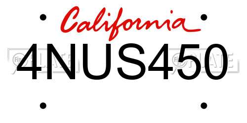 4NUS450 California License Plate