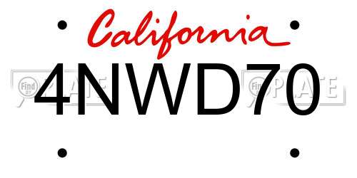 4NWD70 California License Plate