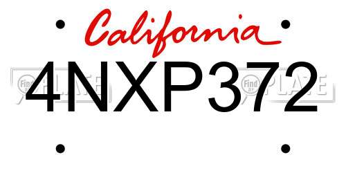 4NXP372 California License Plate